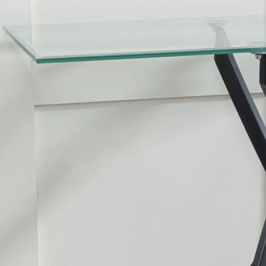 Ravenna Glass Console Table with Black Metal Chopstick Legs