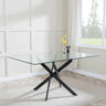 Ravenna Glass 6 Seater Dining Table with Black Metal Chopstick Legs