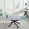 Ravenna Glass Coffee Table with Black Metal Chopstick Legs