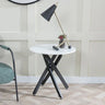 Ravenna Glass Round Side Table with Black Metal Chopstick Legs