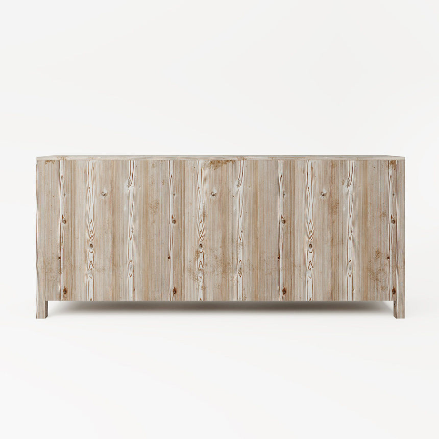 Reclaimed Wood Whitewash 205cm Large Sideboard - 6 Doors