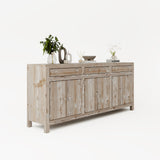 Reclaimed Wood Whitewash 205cm Large Sideboard - 6 Doors