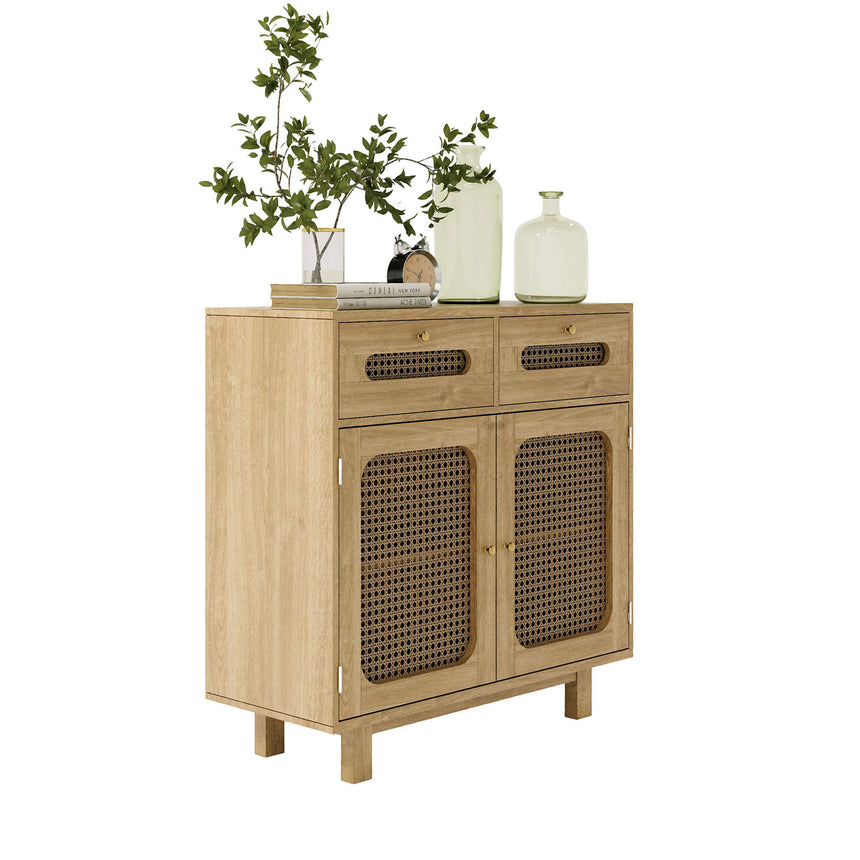 Canosa Wood and Rattan 90cm Small Sideboard - 2 Doors