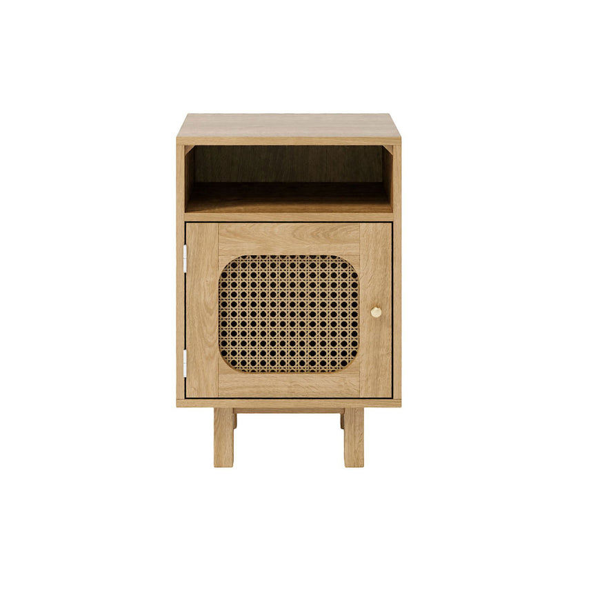 Canosa Wood and Rattan Bedside Cabinet - 1 Door