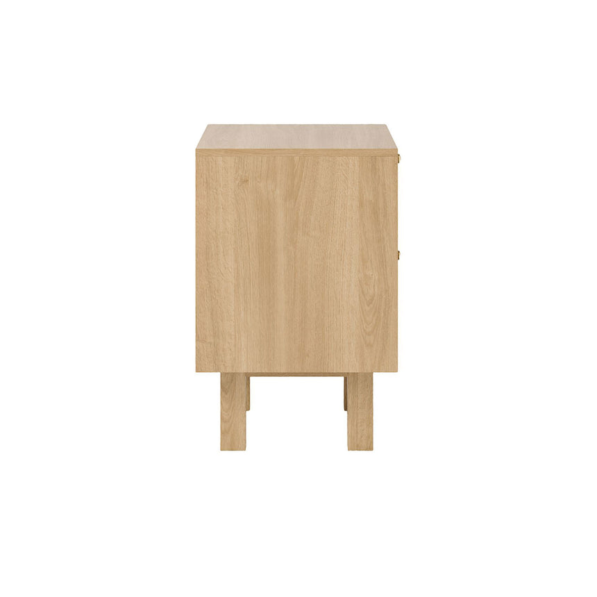 Canosa Wood and Rattan Bedside Cabinet - 2 Drawers