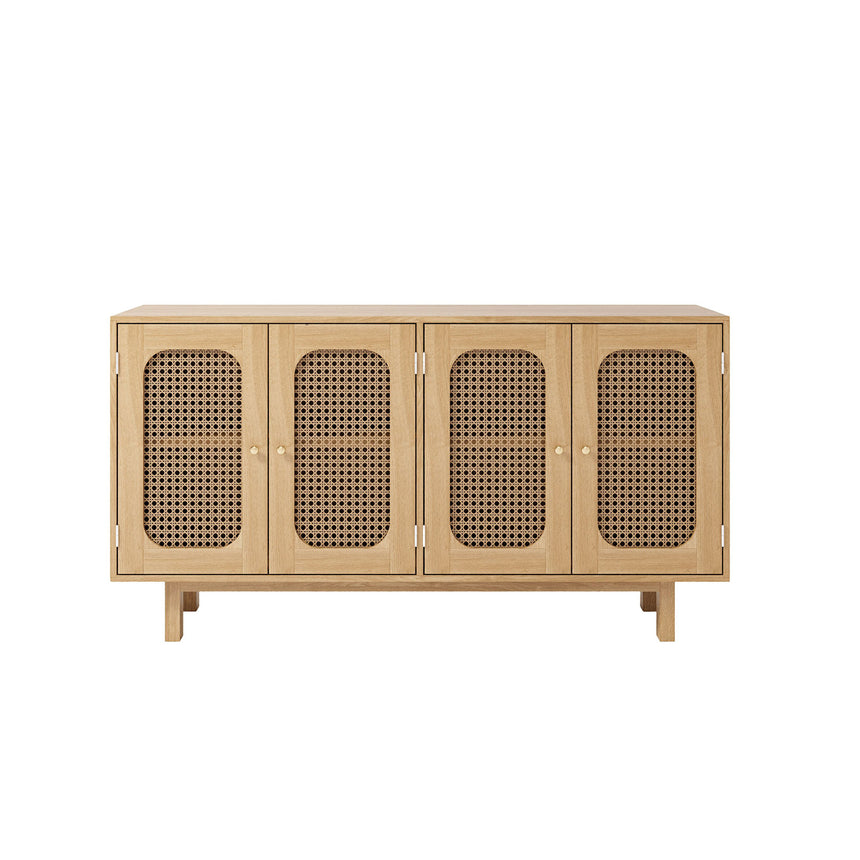 Canosa Wood and Rattan 140cm Large Sideboard - 4 Doors