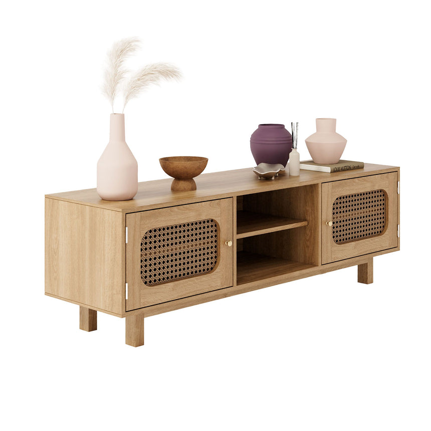 Canosa Wood and Rattan TV Unit - 2 Doors