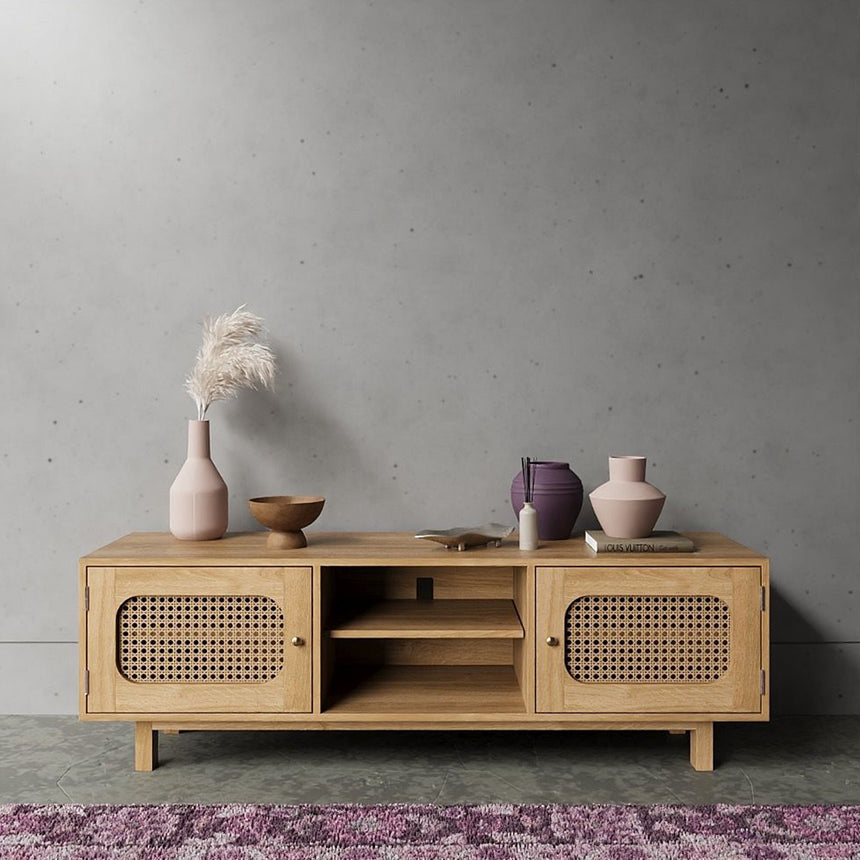 Canosa Wood and Rattan TV Unit - 2 Doors