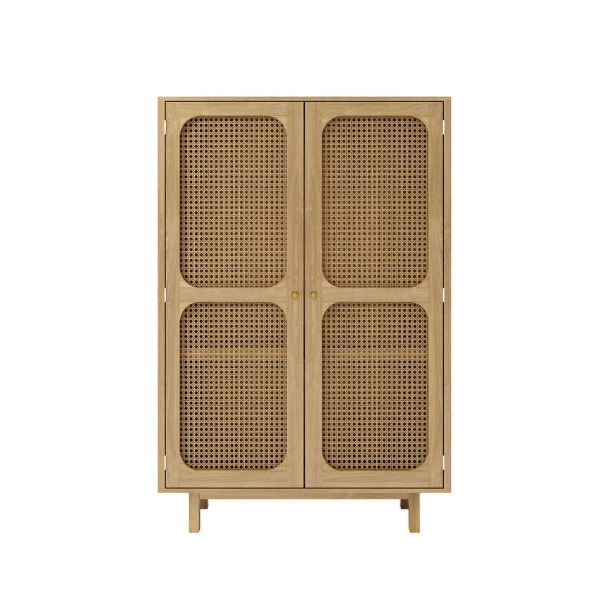 Canosa Wood and Rattan Short Wardrobe - 2 Doors