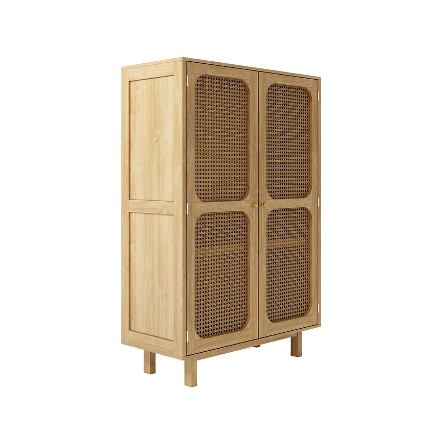 Canosa Wood and Rattan Short Wardrobe - 2 Doors