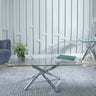 Rimini Glass Coffee Table with Chrome Metal Chopstick Legs