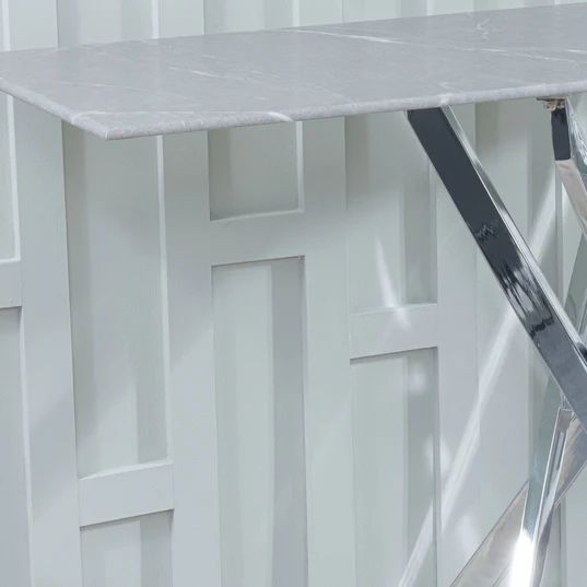 Rimini Glass Console Table with Chrome Metal Chopstick Legs