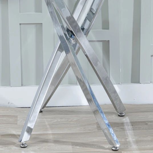 Rimini Glass Console Table with Chrome Metal Chopstick Legs