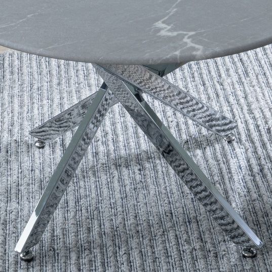 Rimini Glass Round Coffee Table with Chrome Metal Chopstick Legs