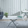 Rimini Glass Coffee Table with Chrome Metal Chopstick Legs