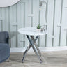 Rimini Glass Round Side Table with Chrome Metal Chopstick Legs