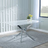 Rimini Glass 6 Seater Dining Table with Chrome Metal Chopstick Legs