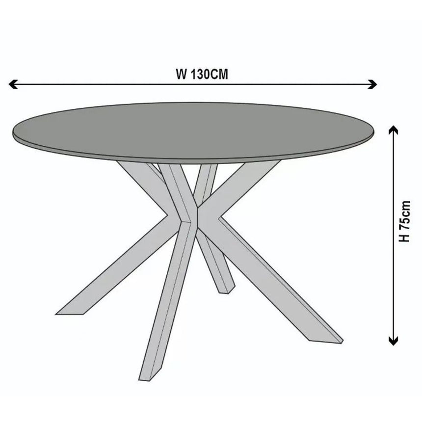 Rosine 130cm White Ceramic Round Dining Table with Black Cross Base