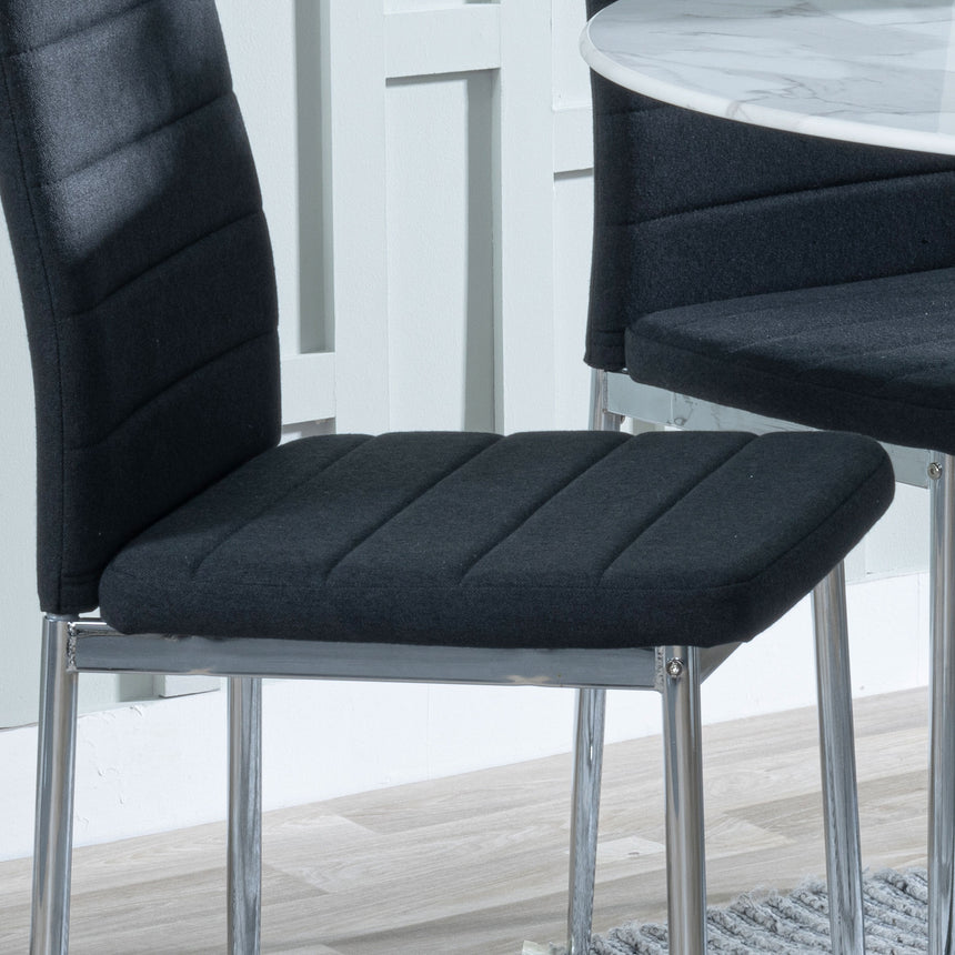 Set of 2 Rovigo Dining Chair in Black Colour Fabric with Chrome Legs