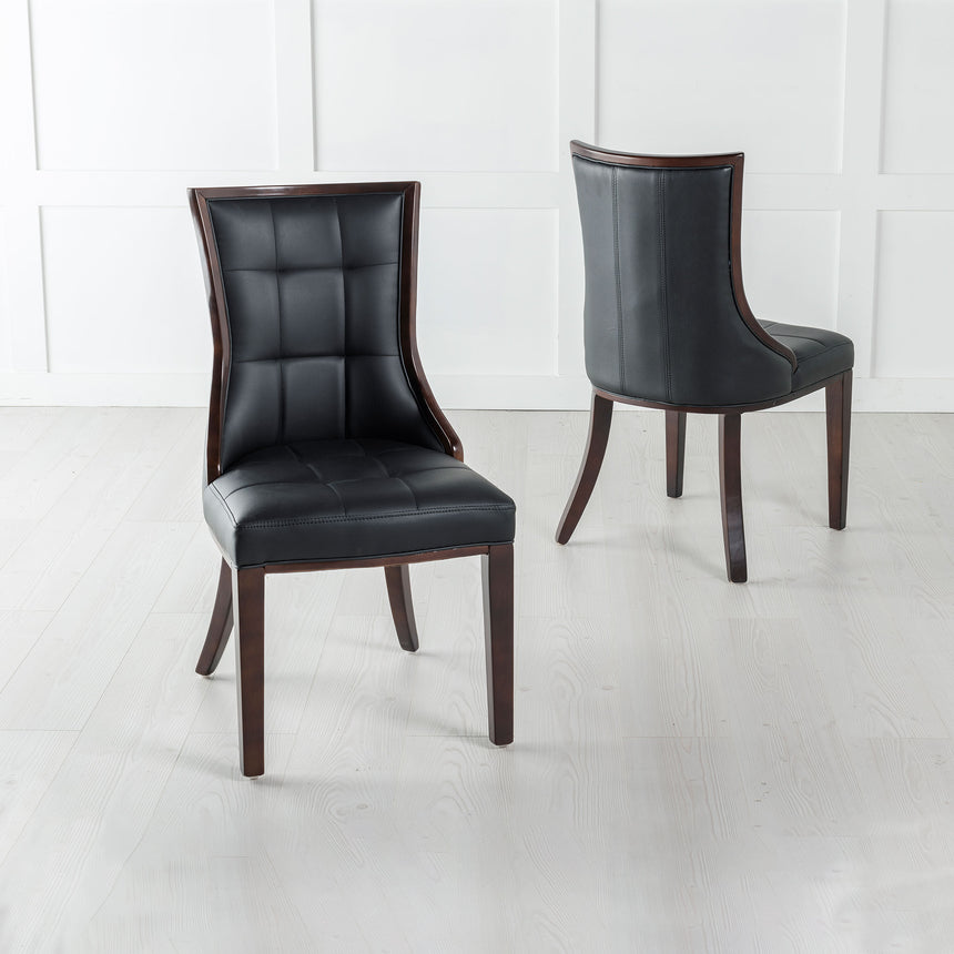 Set of 2 Sandia Leather Dining Chair with Brown Legs