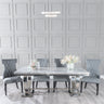 Sanremo Grey Marble and Chrome Dining Set - Parish Faux Leather Chairs