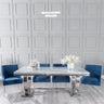 Sanremo Grey Marble and Chrome Dining Set - Terni Black Fabric Chairs