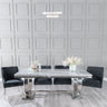 Sanremo Grey Marble and Chrome Dining Set - Terni Black Fabric Chairs