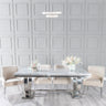 Sanremo Grey Marble and Chrome Dining Set - Terni Black Fabric Chairs