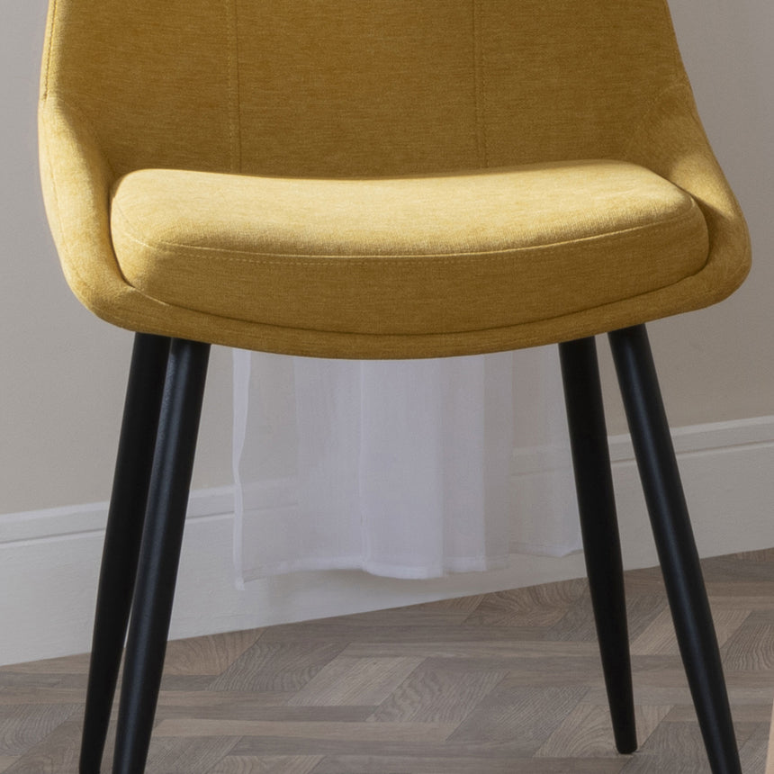 Set of 2 Rovereto Fabric Dining Chair with Black Legs