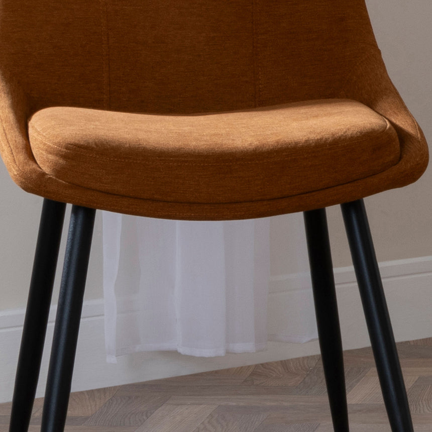 Set of 2 Rovereto Fabric Dining Chair with Black Legs