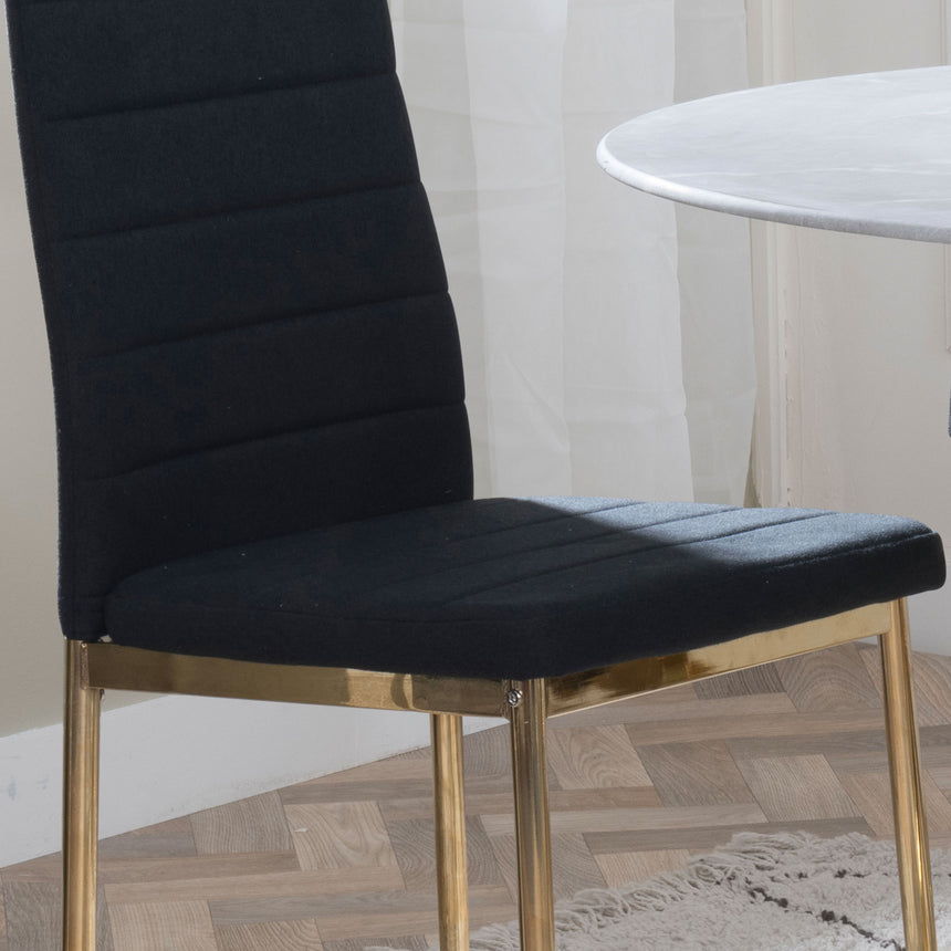 Set of 2 Rovigo Dining Chair in  Fabric with Gold Legs