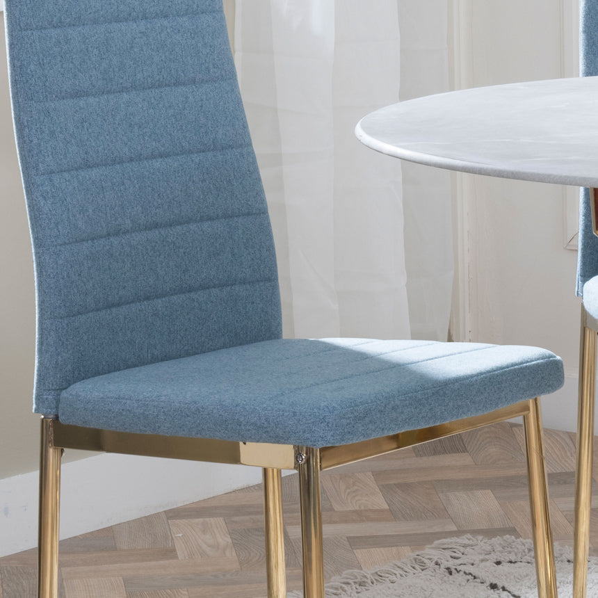 Set of 2 Rovigo Dining Chair in  Fabric with Gold Legs