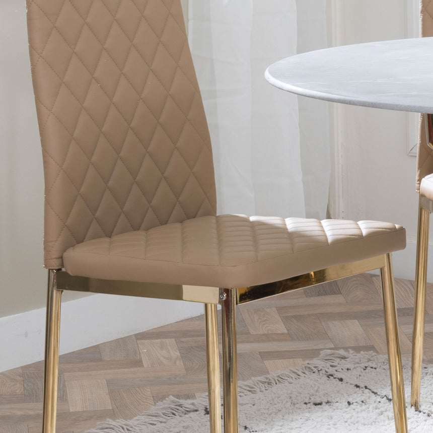 Set of 2 Novato Dining Chairs in Faux Leather and Gold Metal Legs