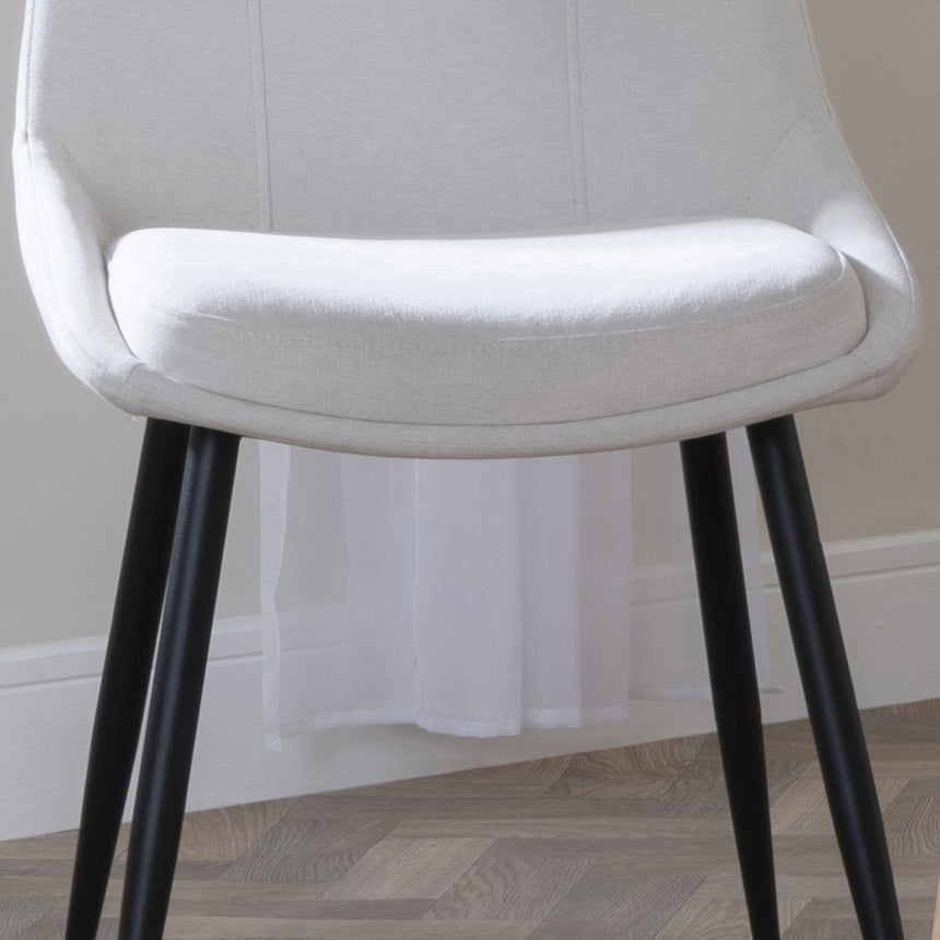 Set of 2 Rovereto Fabric Dining Chair with Black Legs