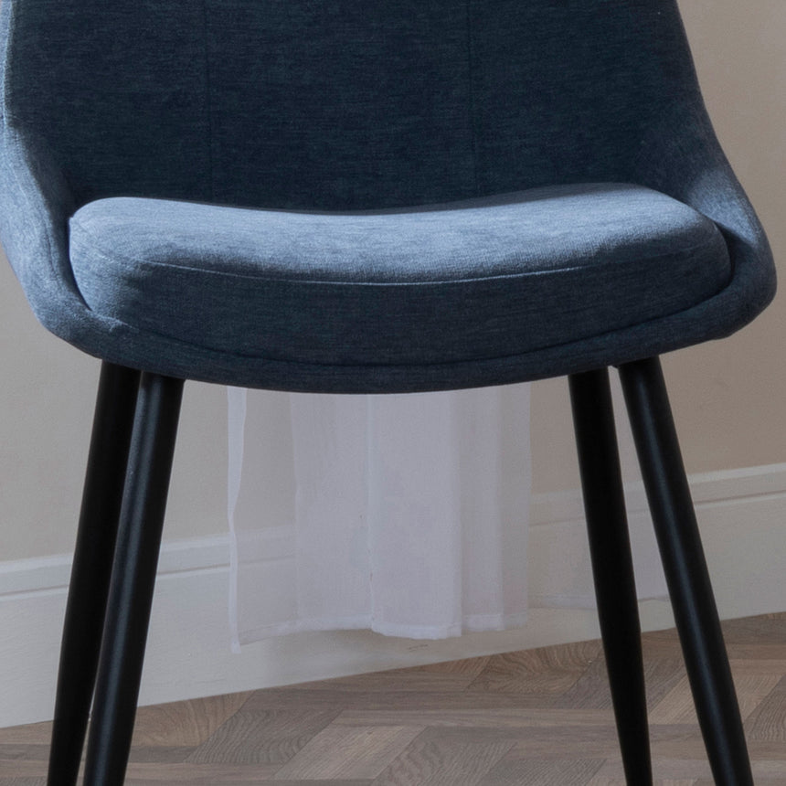 Set of 2 Rovereto Fabric Dining Chair with Black Legs