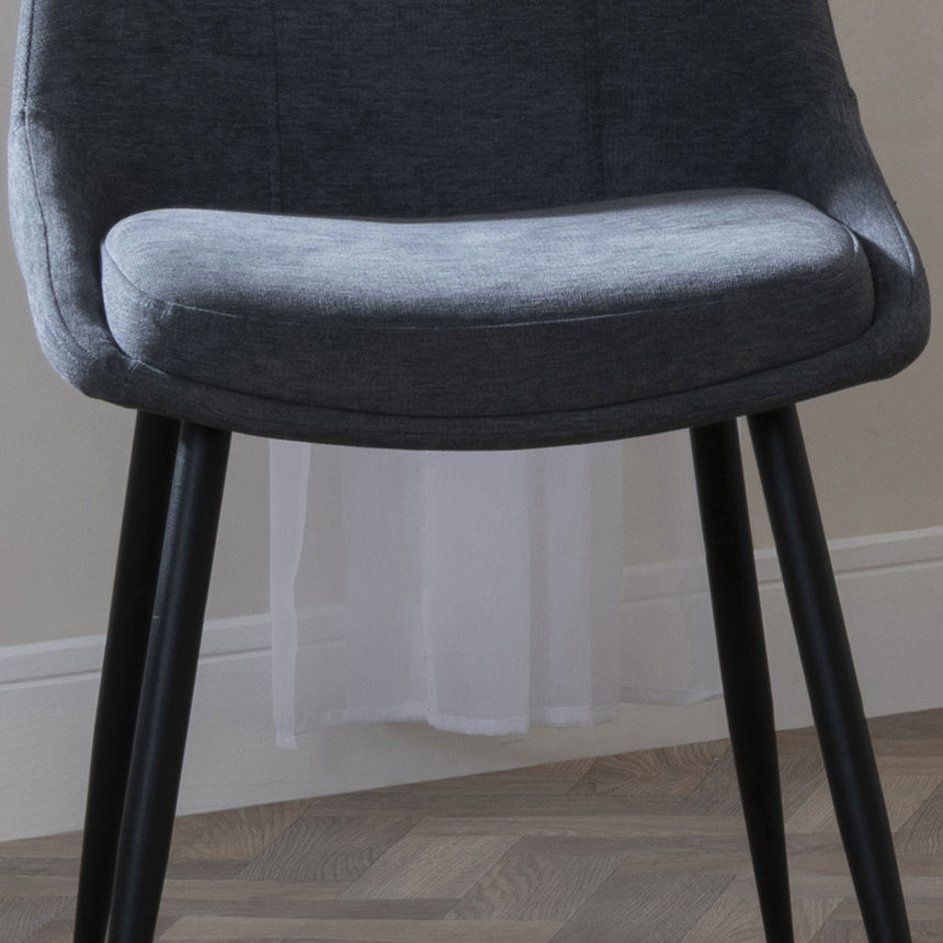 Set of 2 Rovereto Fabric Dining Chair with Black Legs