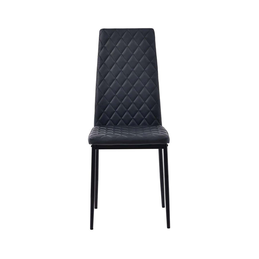 Set of 2 Novato Dining Chairs in Faux Leather and Black Metal Legs