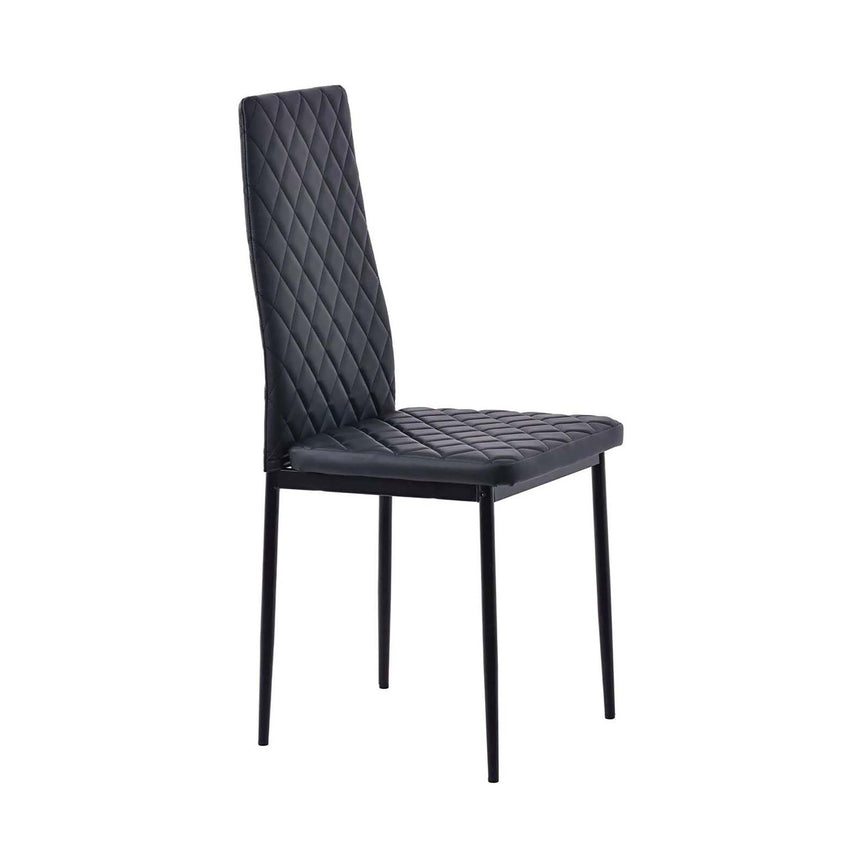 Set of 2 Novato Dining Chairs in Faux Leather and Black Metal Legs