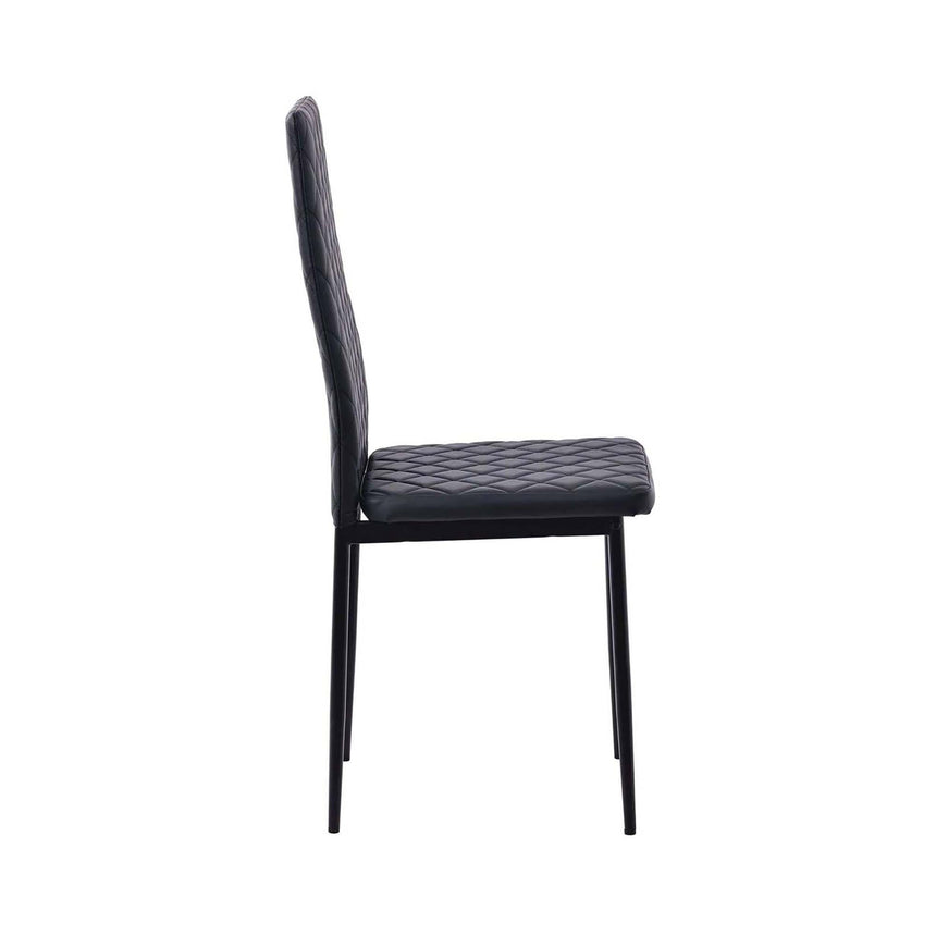 Set of 2 Novato Dining Chairs in Faux Leather and Black Metal Legs