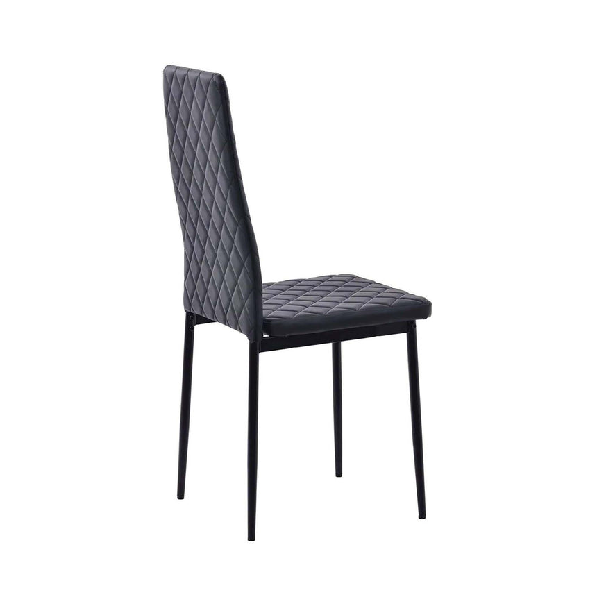 Set of 2 Novato Dining Chairs in Faux Leather and Black Metal Legs