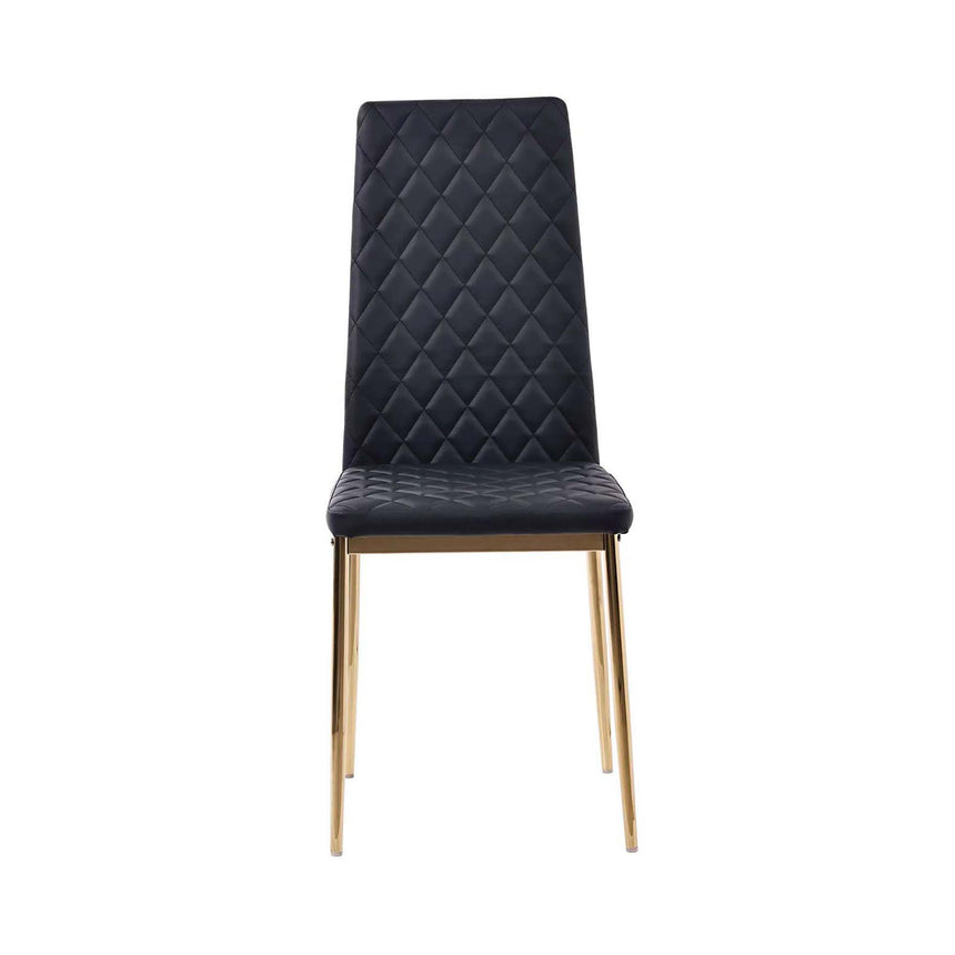 Set of 2 Novato Dining Chairs in Faux Leather and Gold Metal Legs