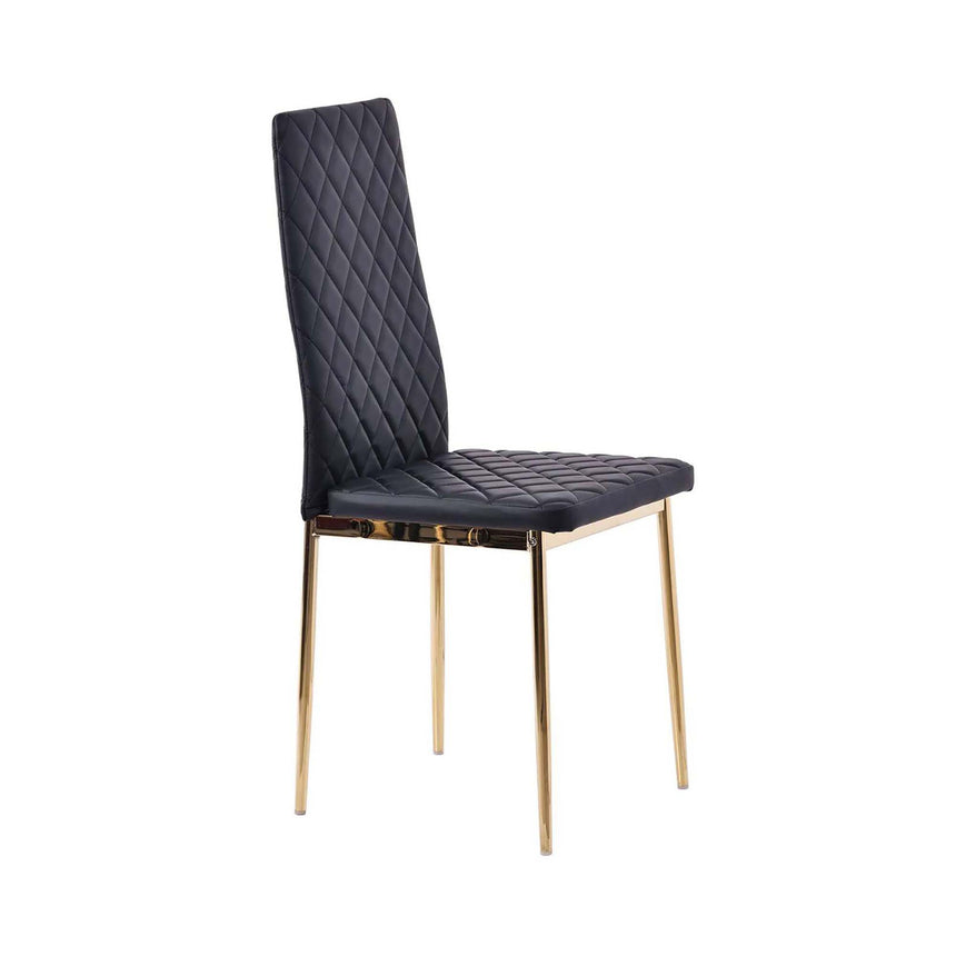 Set of 2 Novato Dining Chairs in Faux Leather and Gold Metal Legs