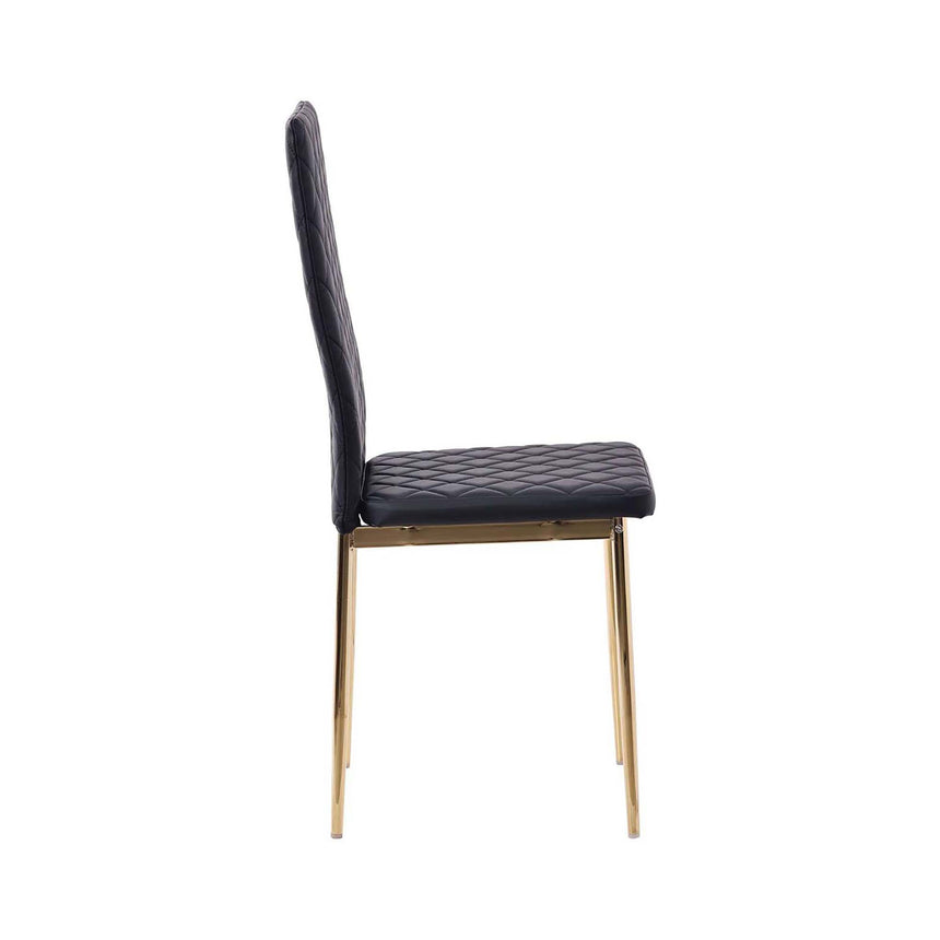 Set of 2 Novato Dining Chairs in Faux Leather and Gold Metal Legs