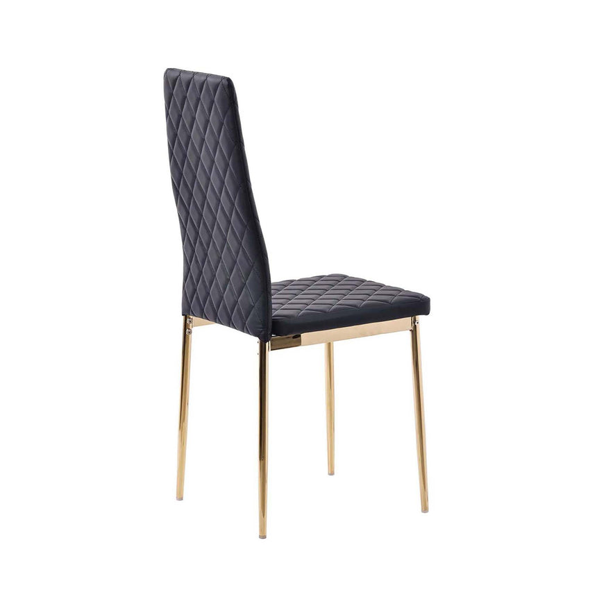 Set of 2 Novato Dining Chairs in Faux Leather and Gold Metal Legs