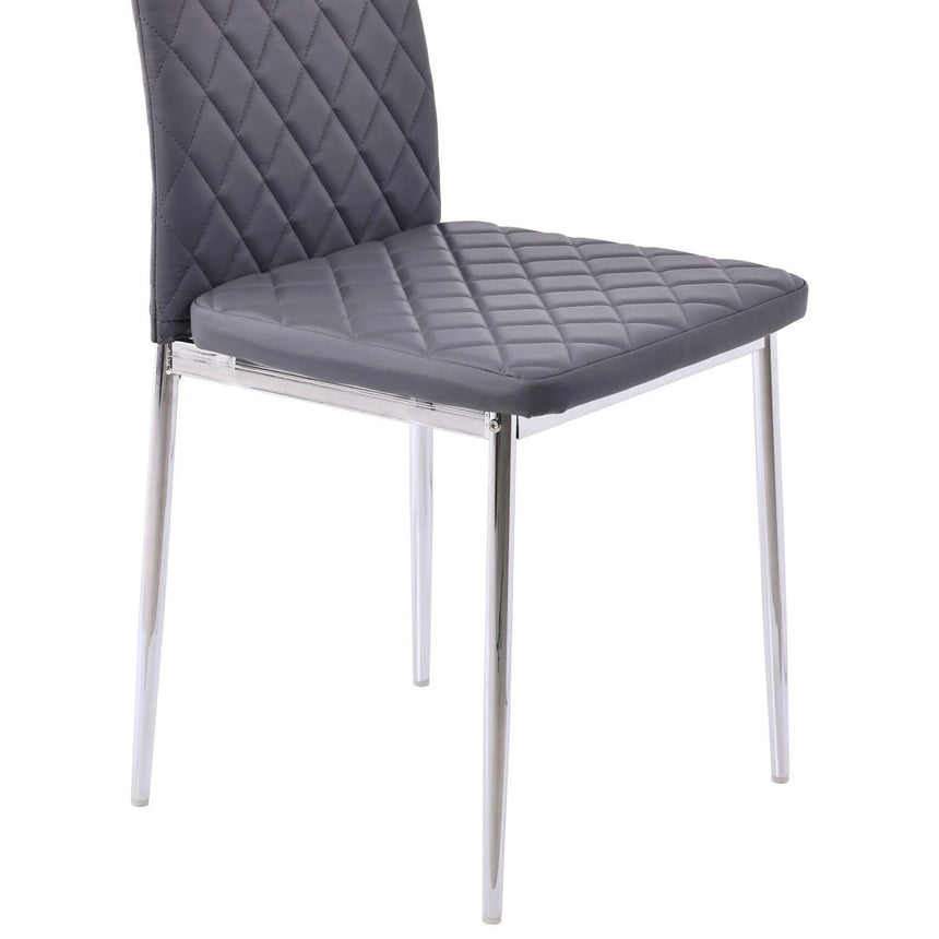 Set of 2 Novato Dining Chairs in Faux Leather and Chrome Metal Legs