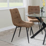 Set of 2 Bolzano Dining Chairs in Fabric and Black Metal Legs