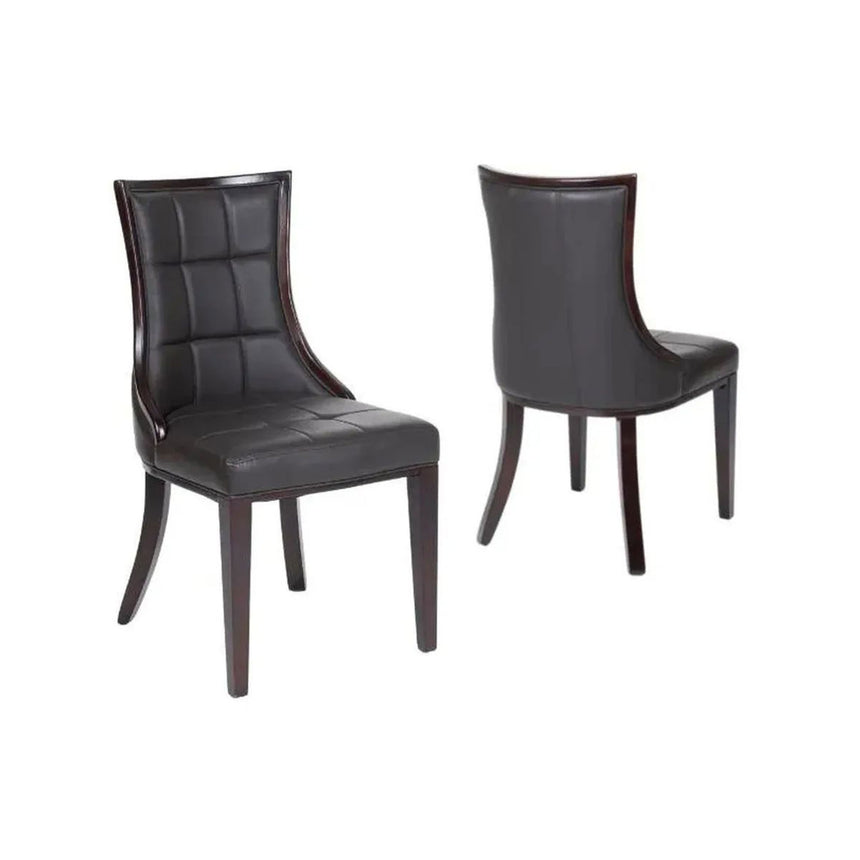 Set of 2 Sandia Leather Dining Chair with Brown Legs