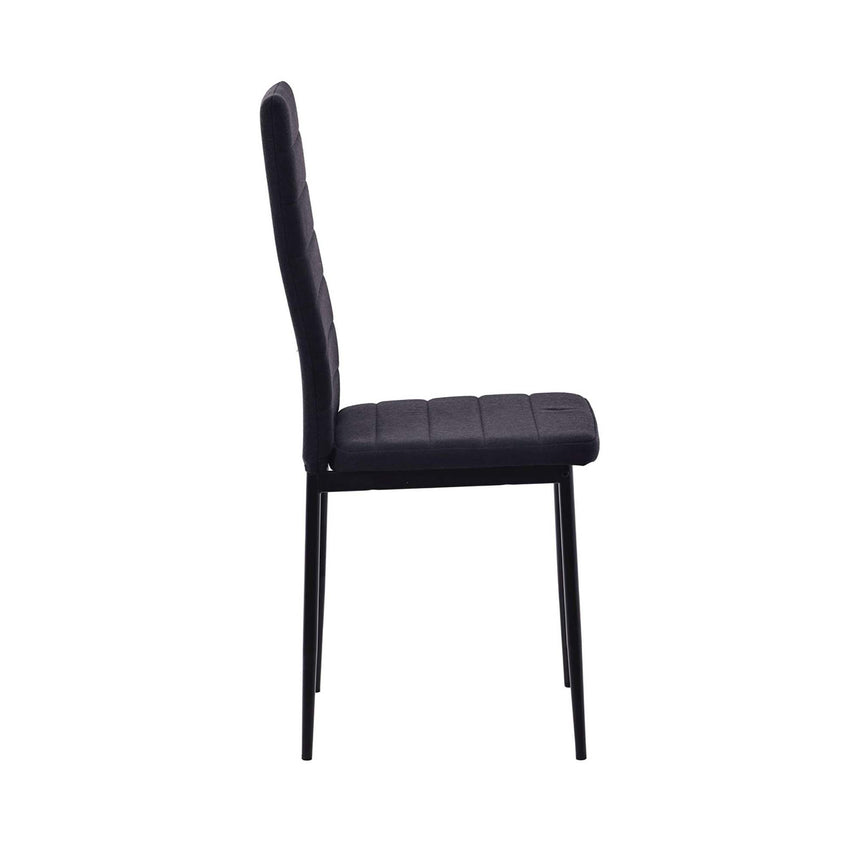 Set of 2 Rovigo Dining Chair in Fabric with Black Legs