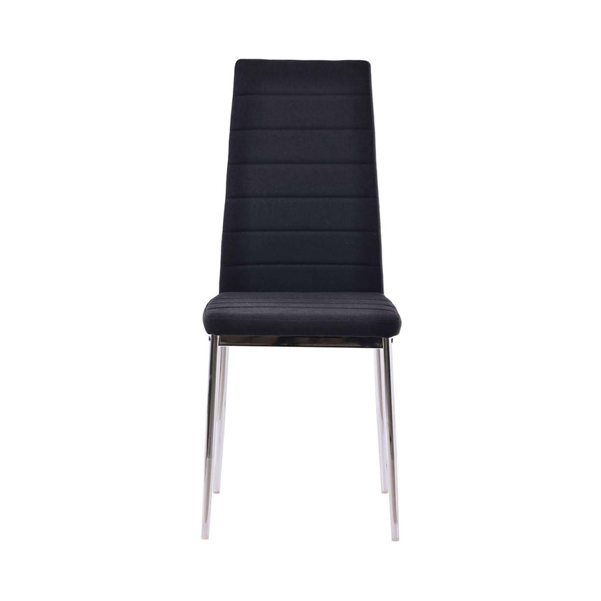 Set of 2 Rovigo Dining Chair in Black Colour Fabric with Chrome Legs