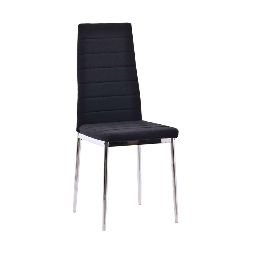 Set of 2 Rovigo Dining Chair in Black Colour Fabric with Chrome Legs